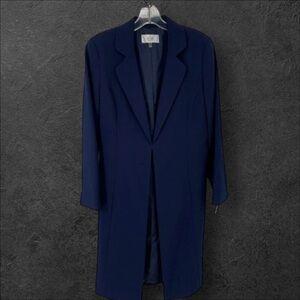 Le Suit Petite Long Blazer Jacket – Size 8P – Navy Blue